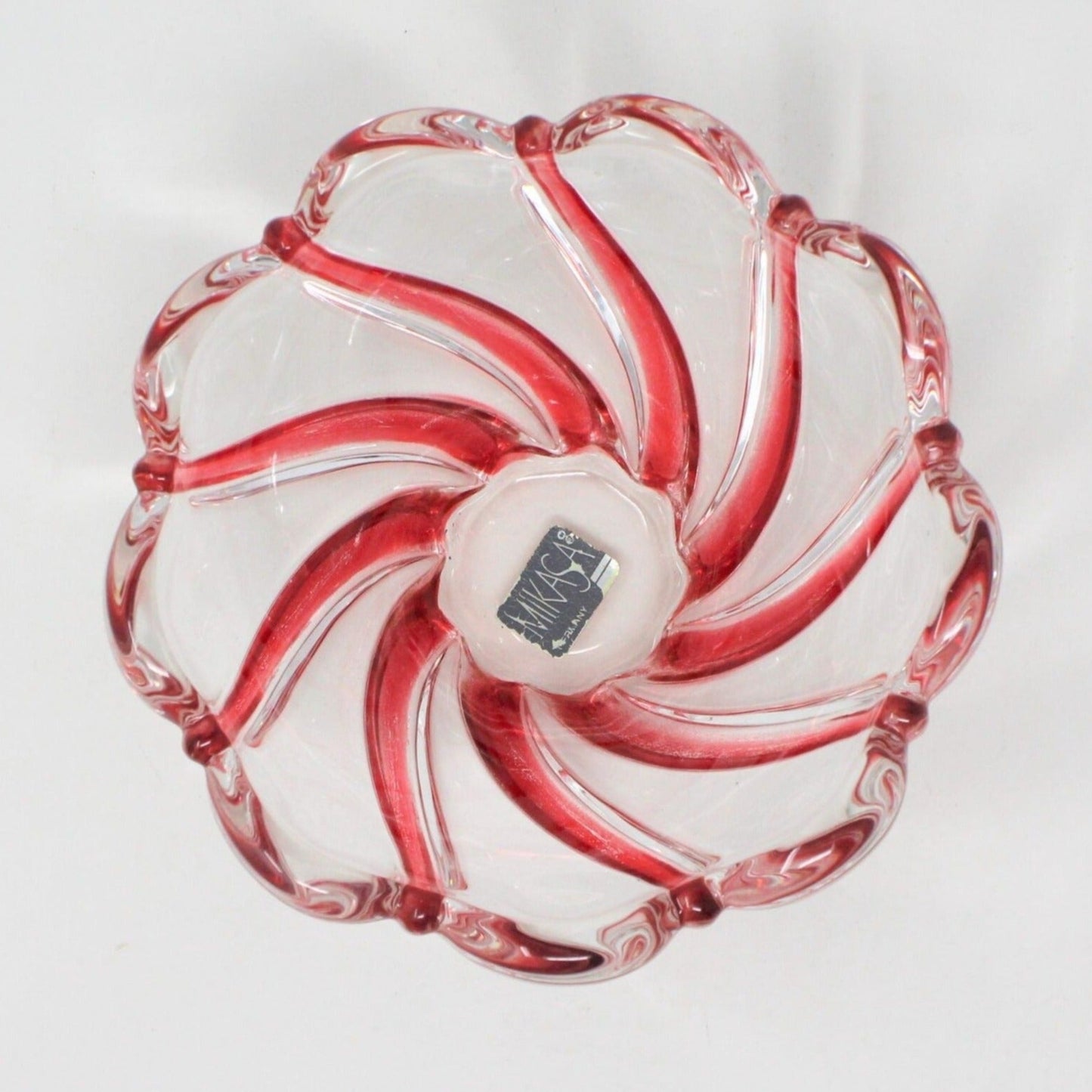 Bowl, Mikasa, Peppermint Red Swirl, Glass, Germany 1997
