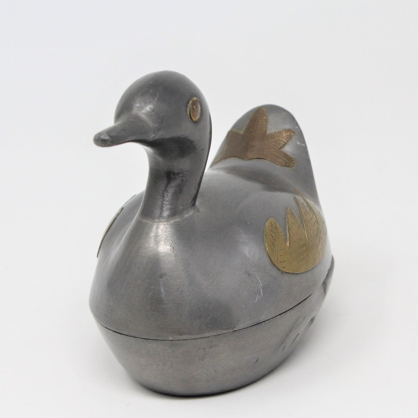 Trinket Box, Duck / Loon, Pewter and Brass Hong Kong, Vintage, SOLD