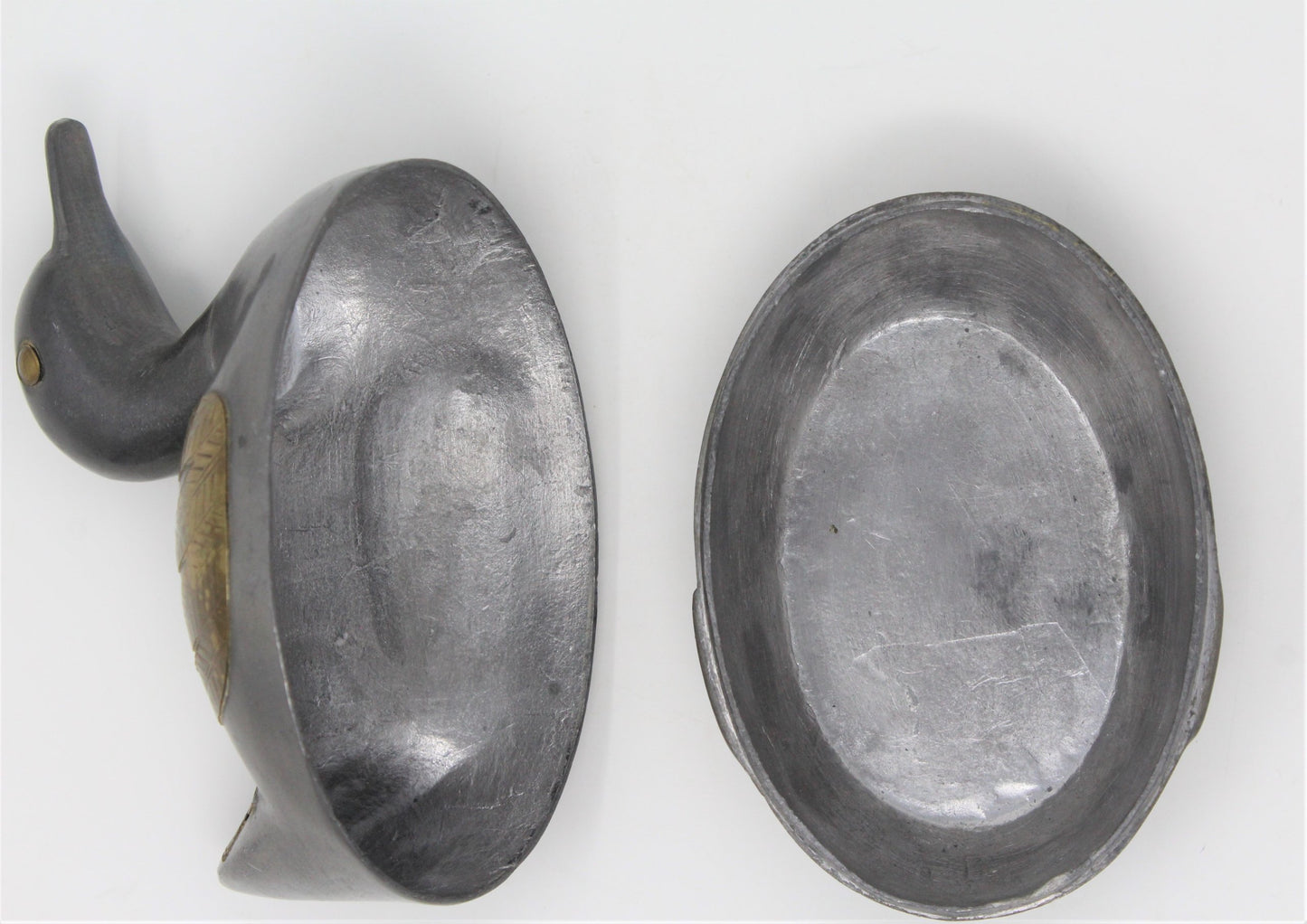 Trinket Box, Duck / Loon, Pewter and Brass Hong Kong, Vintage, SOLD