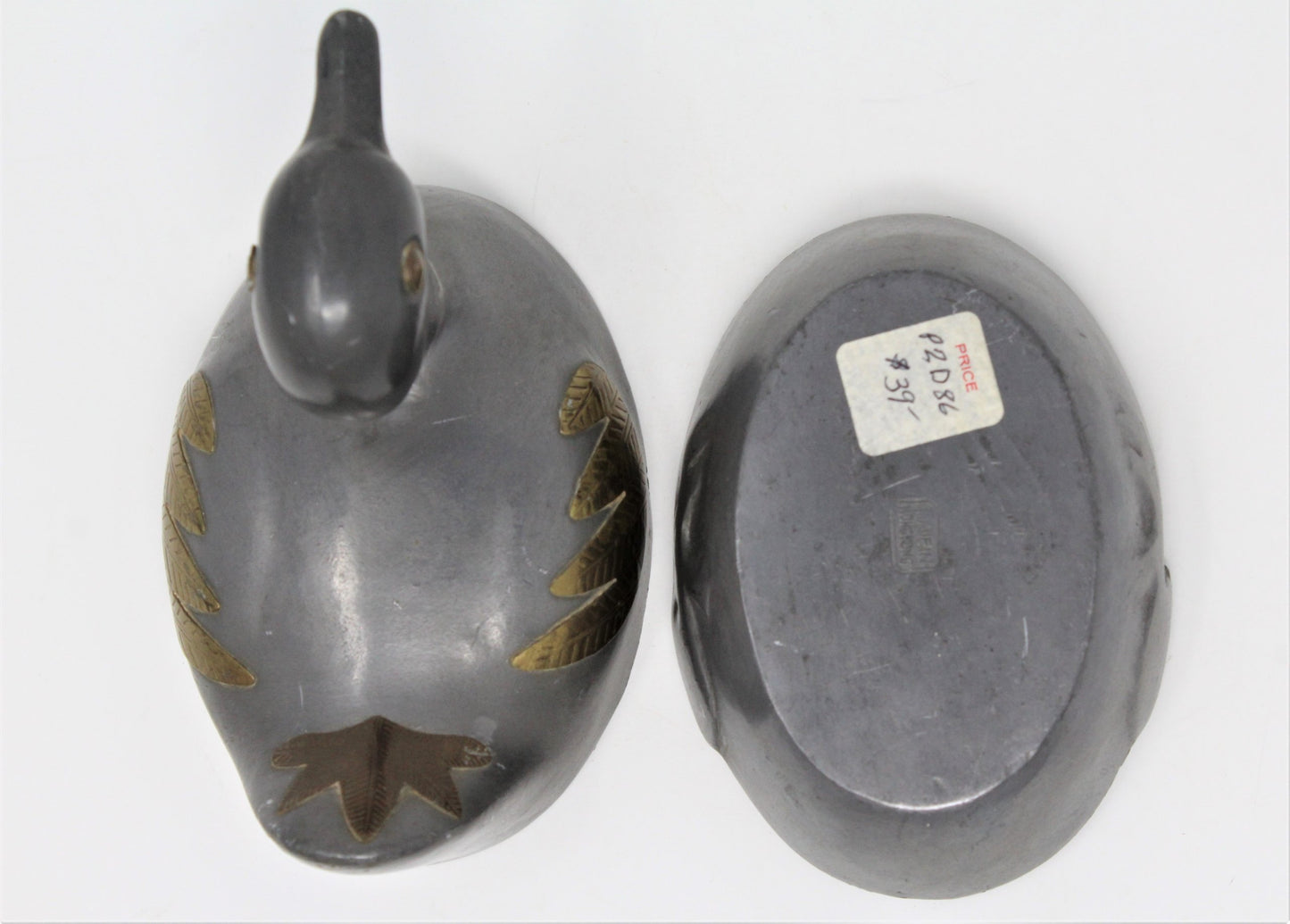 Trinket Box, Duck / Loon, Pewter and Brass Hong Kong, Vintage, SOLD