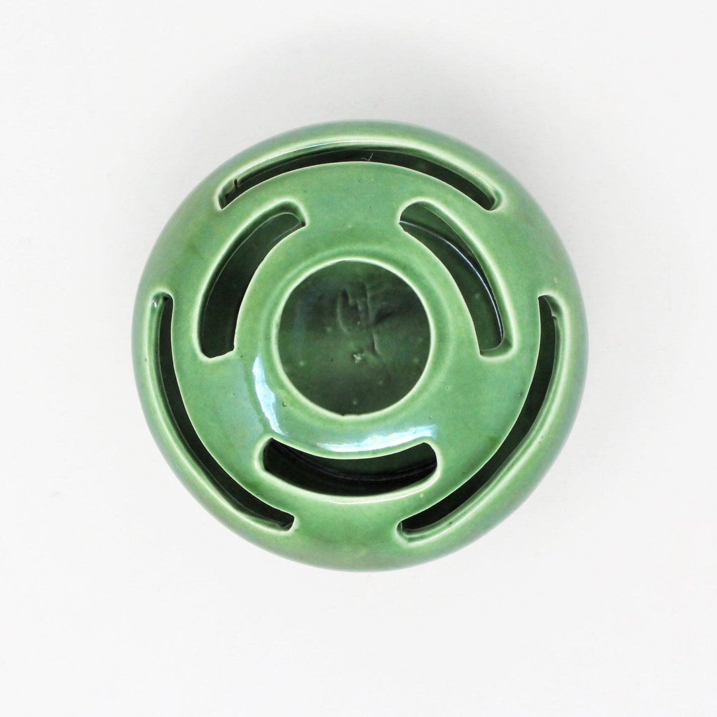 Flower Frog, Camark Pottery, Green Ceramic, Vintage, USA