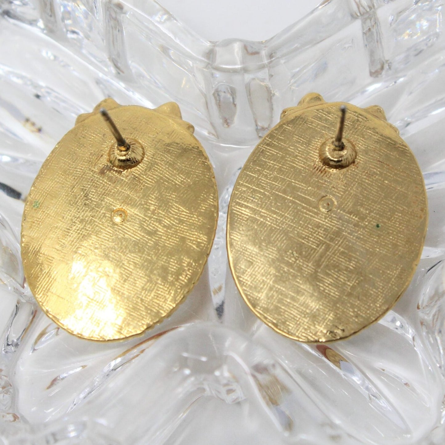 Earrings, Avon, Pink Cameo with Bow & Pearl Accents, Gold Tone Posts, Vintage