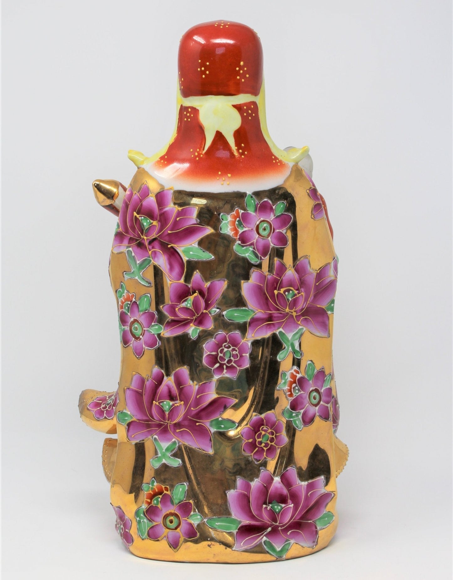 Figurine, Chinese Emperor Immortals, Feng Shui, Lucky Fu, Lu, Shou, Hand Painted, 14", Vintage