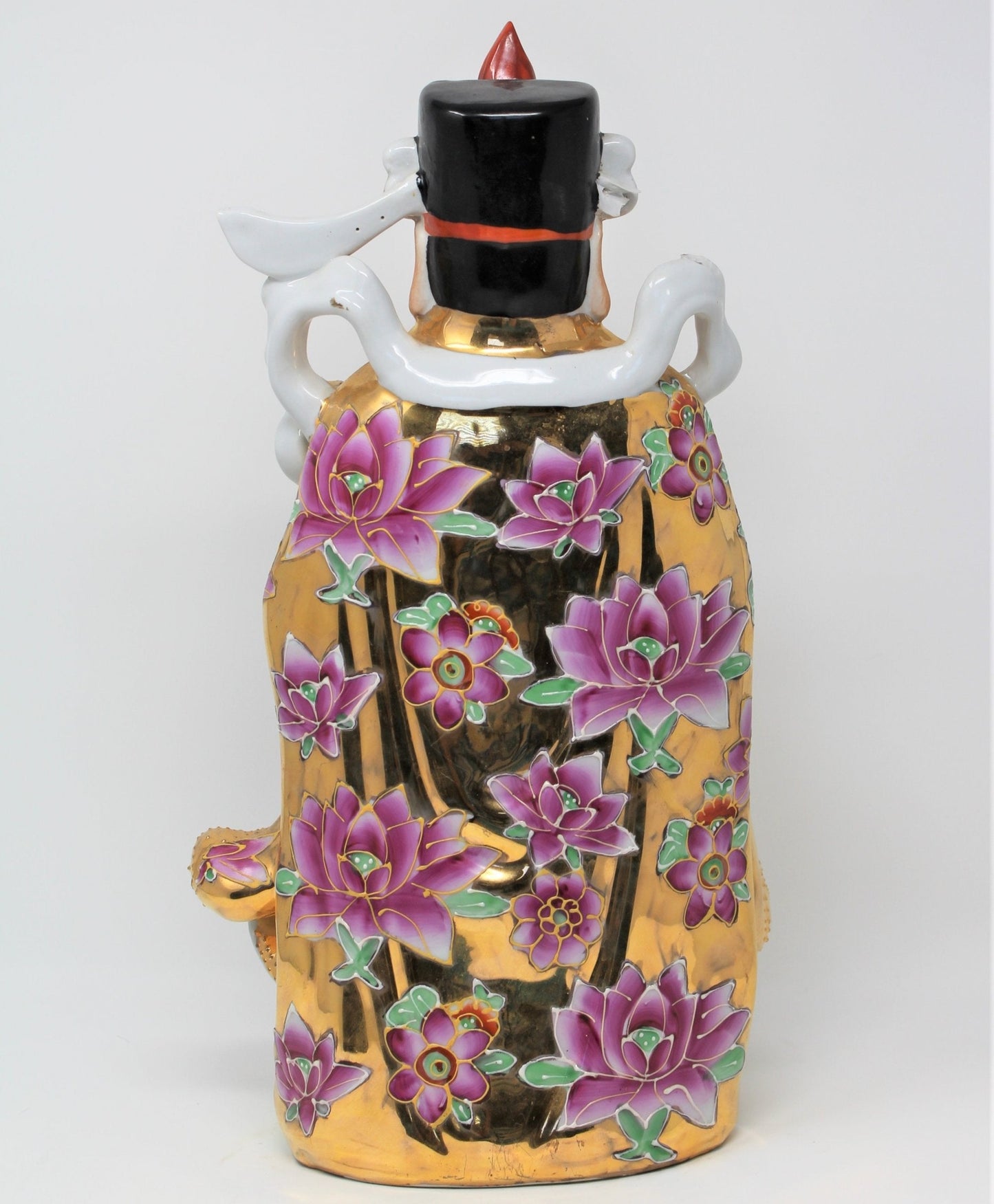 Figurine, Chinese Emperor Immortals, Feng Shui, Lucky Fu, Lu, Shou, Hand Painted, 14", Vintage