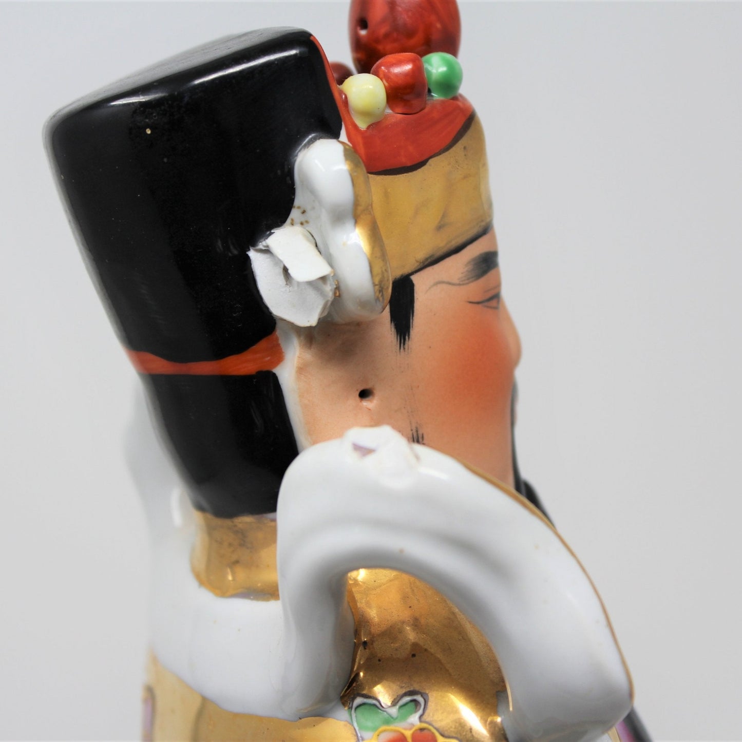 Figurine, Chinese Emperor Immortals, Feng Shui, Lucky Fu, Lu, Shou, Hand Painted, 14", Vintage