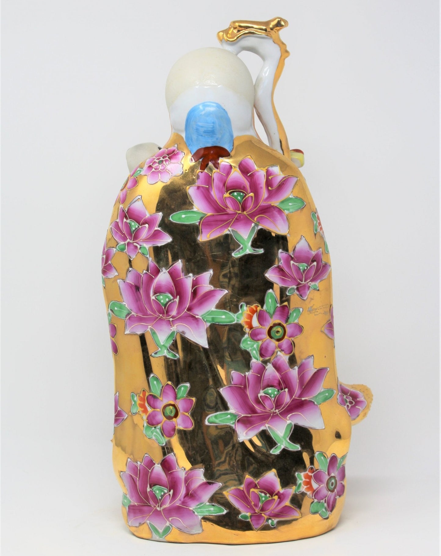 Figurine, Chinese Emperor Immortals, Feng Shui, Lucky Fu, Lu, Shou, Hand Painted, 14", Vintage