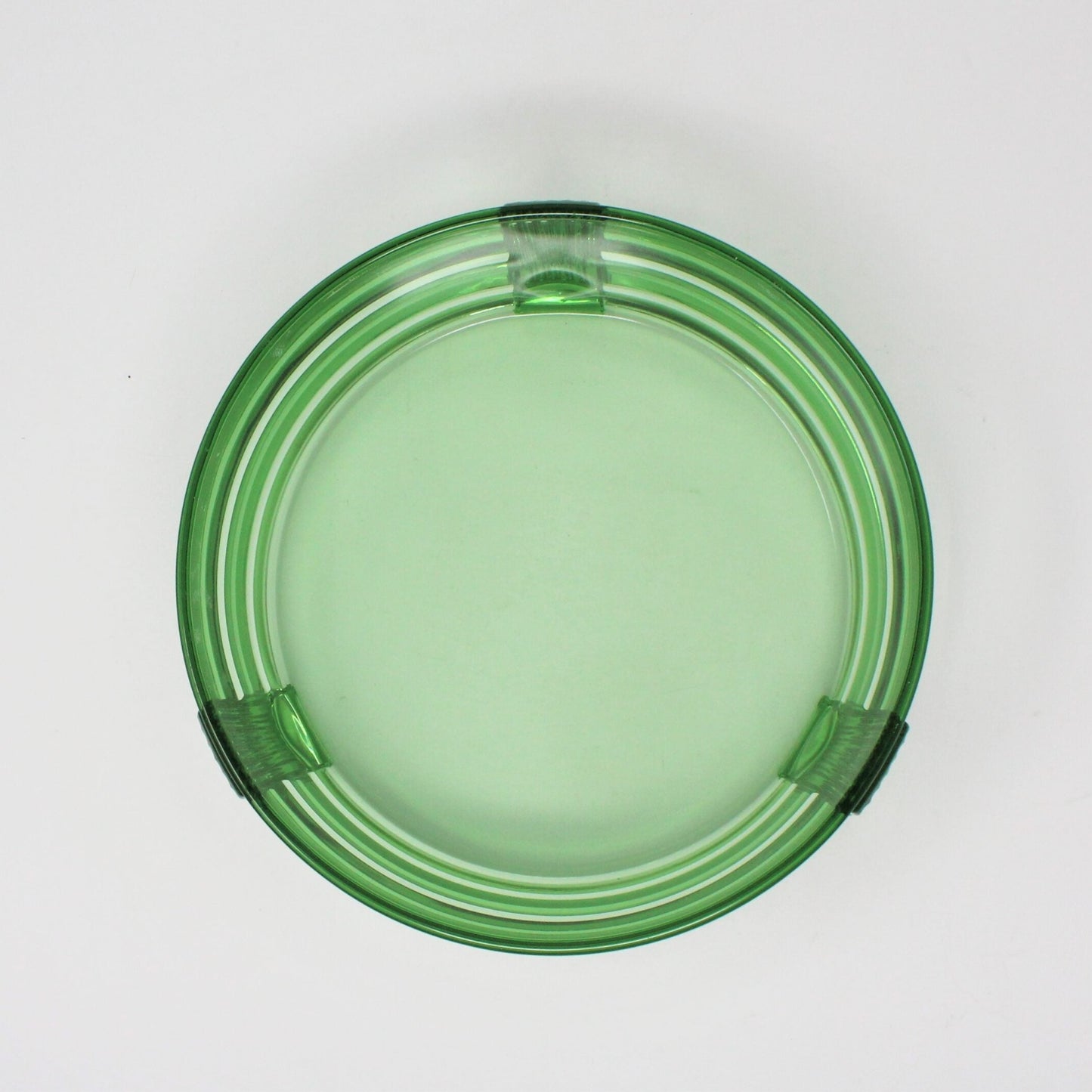Bowl, Art Deco Style Green Glass, Three Footed, Vintage
