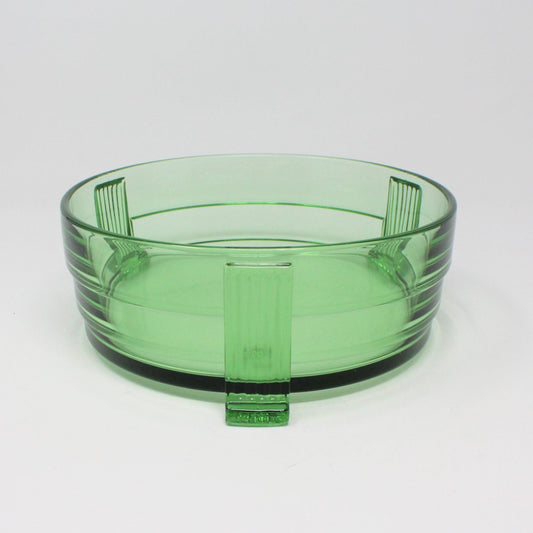 Bowl, Art Deco Style Green Glass, Three Footed, Vintage