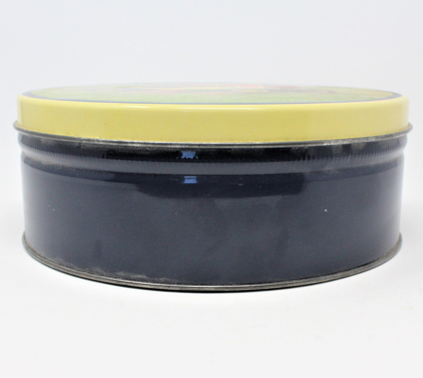 Tins, Gift Tin / Cookie Tin, 1930's Roadster, Red Barn & Bear, 7" Round