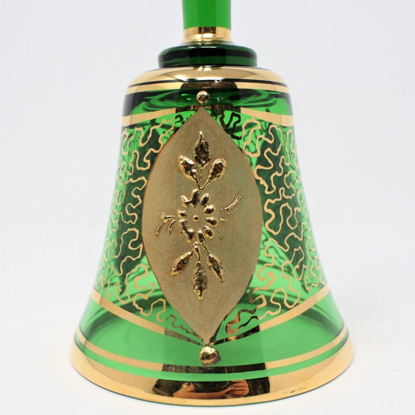 vintage Czech Green Glass with Gold accents