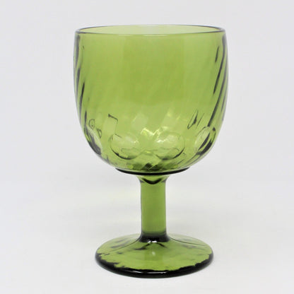 Beer Schooner, Bartlett Collins Thumbprint Swirl Green Glass, Vintage, SOLD