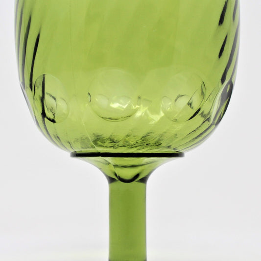 Beer Schooner, Bartlett Collins Thumbprint Swirl Green Glass, Vintage, SOLD