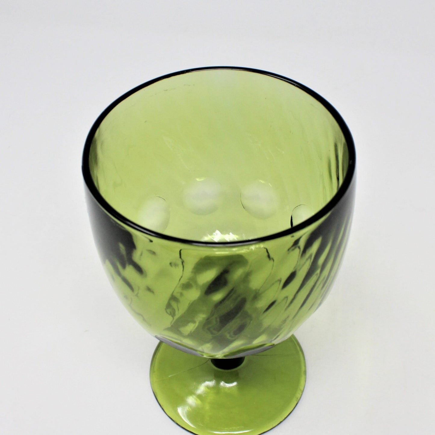 Beer Schooner, Bartlett Collins Thumbprint Swirl Green Glass, Vintage, SOLD