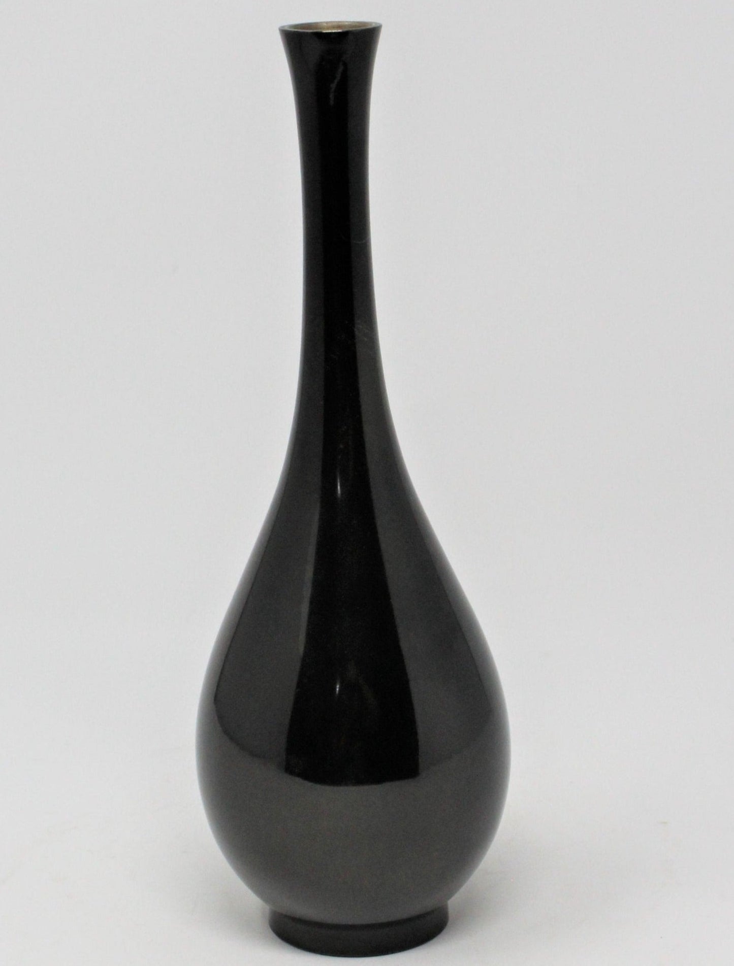 Bud Vase, Chokin, Black with Temple Pagoda, Japan, Vintage