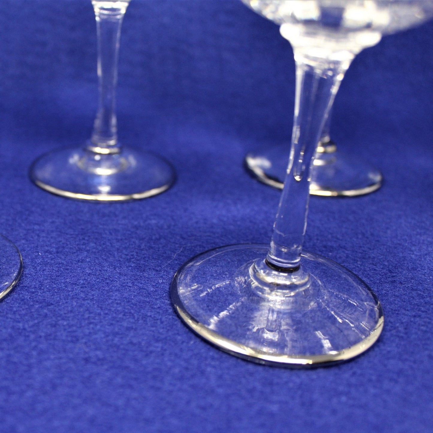 Wine Glasses, Claret, Ribbed Glass Bowl, Set of 8, Vintage