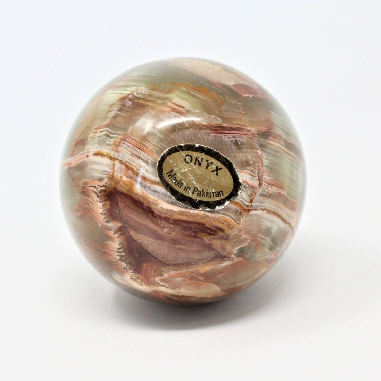 Egg, Stone Onyx, Large Green Multi-Color Banded, Pakistan