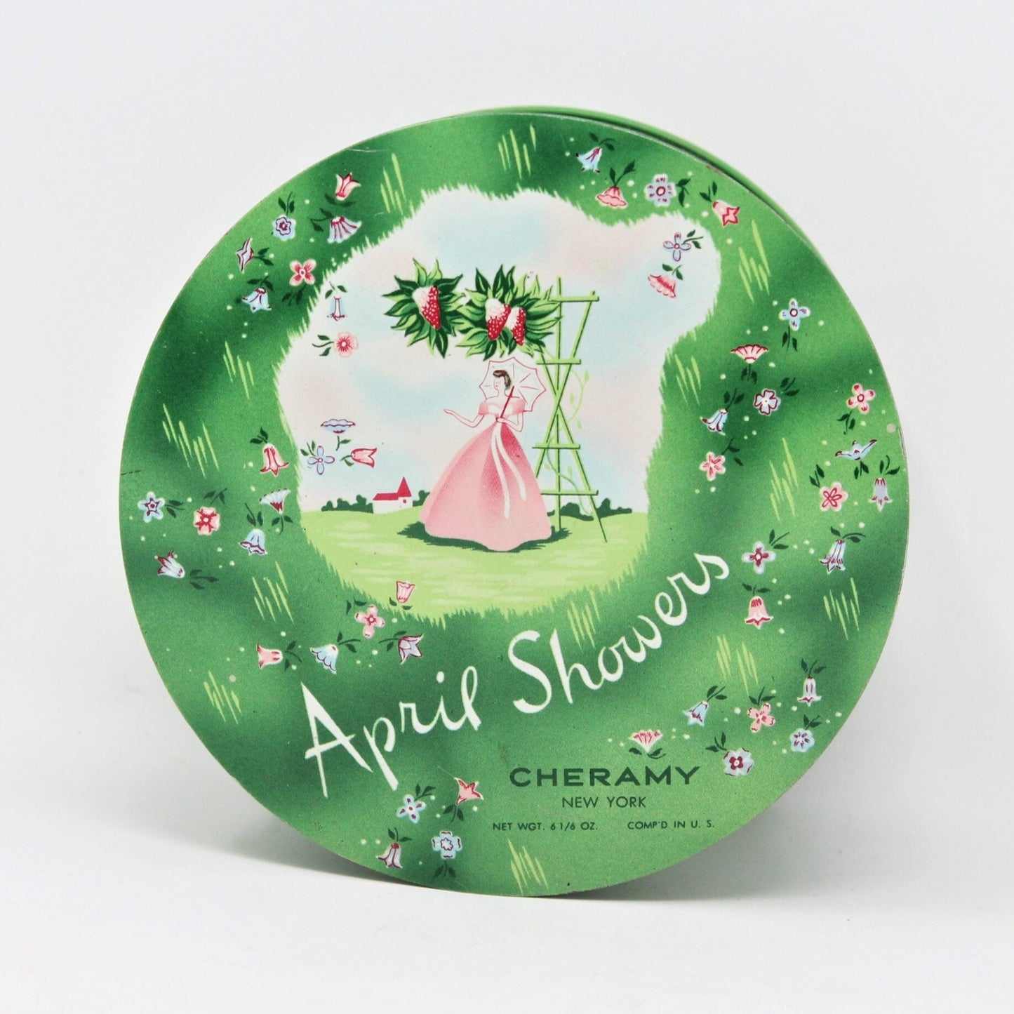 Box, Dusting Powder Box, Cheramy, April Showers, Metal Tin, Vintage