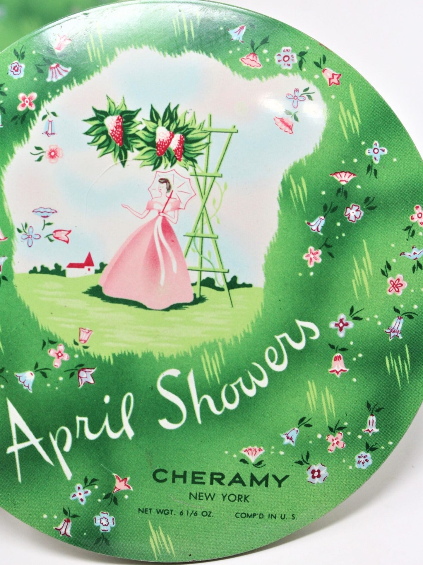 Box, Dusting Powder Box, Cheramy, April Showers, Metal Tin, Vintage