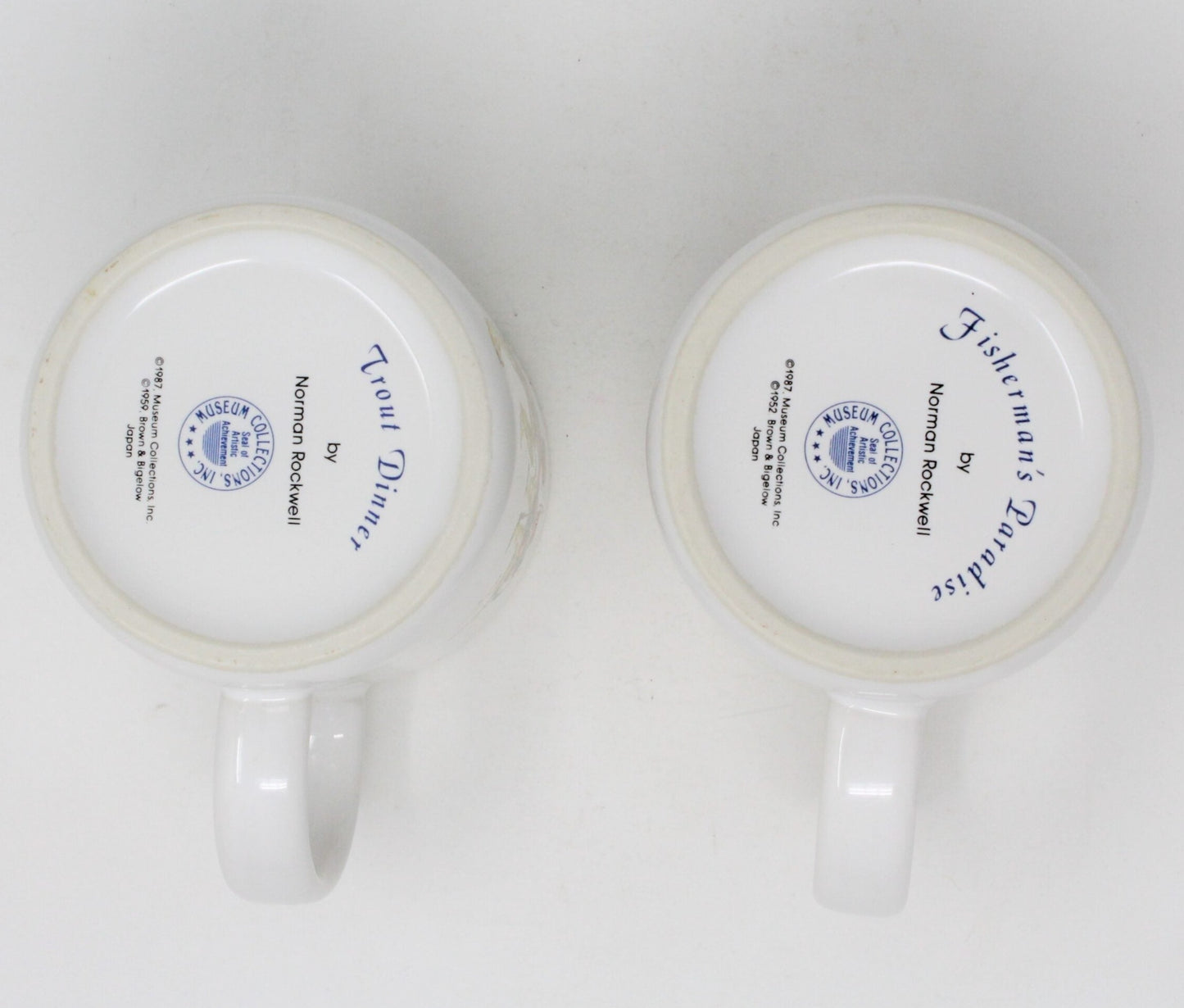Mugs, Norman Rockwell Fishing Mugs, Vintage, Set of 2, 1987