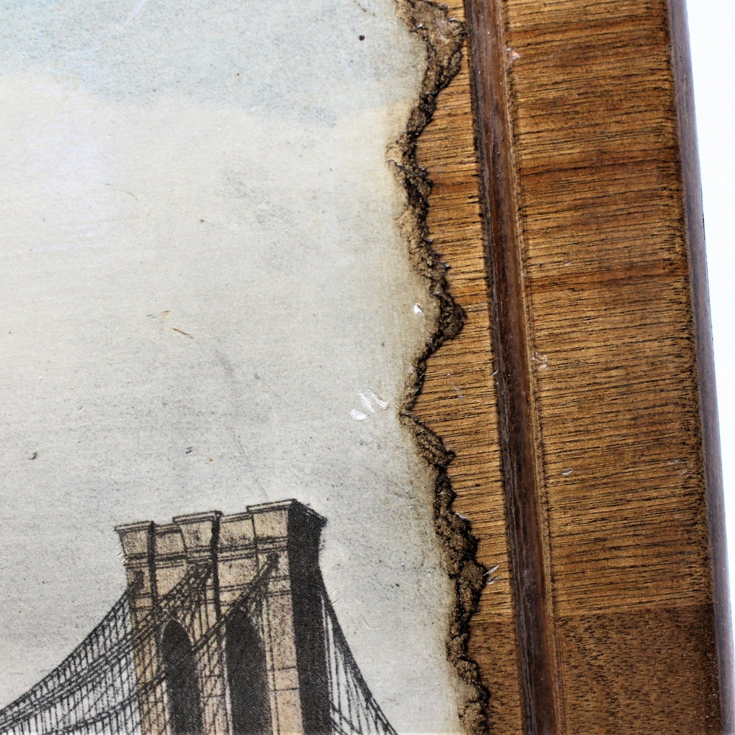 Print, Framed, Currier & Ives, The Great East River Suspension Bridge, Vintage