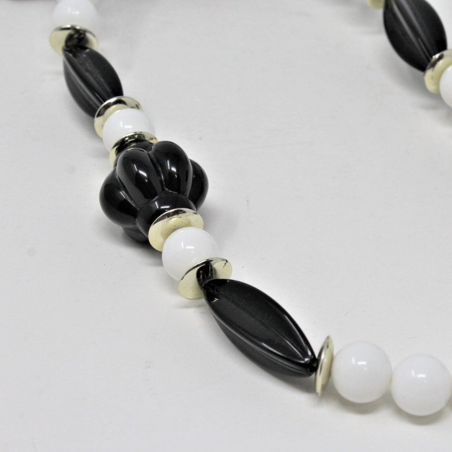 Necklace, Black and White Beads, Retro, Vintage