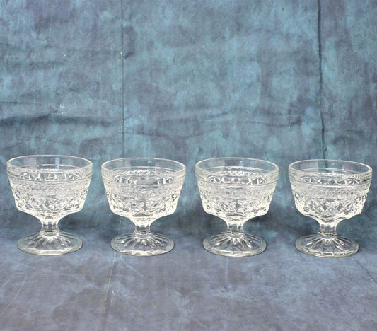 Champagne / Low Sherbet Glasses, Anchor Hocking, Wexford, Set of 4, Vintage, SOLD