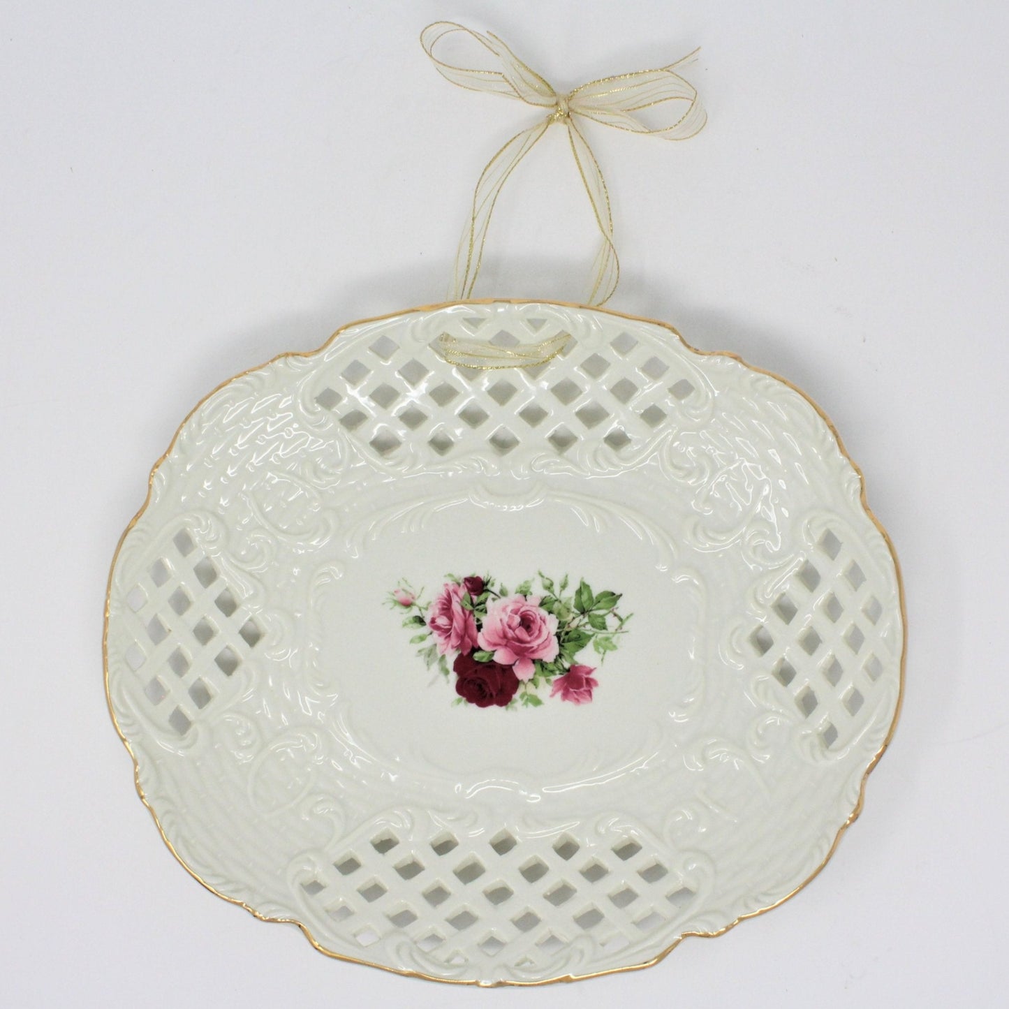 Sandwich Tray, Baum Bros Formalities, Victorian Rose Pierced, Vintage