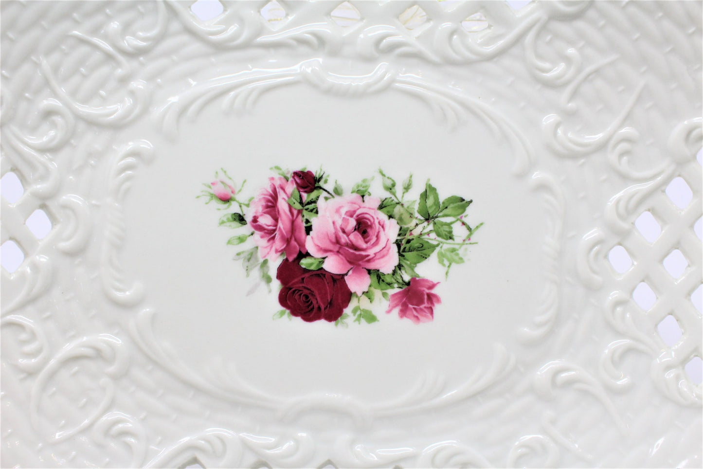 Sandwich Tray, Baum Bros Formalities, Victorian Rose Pierced, Vintage