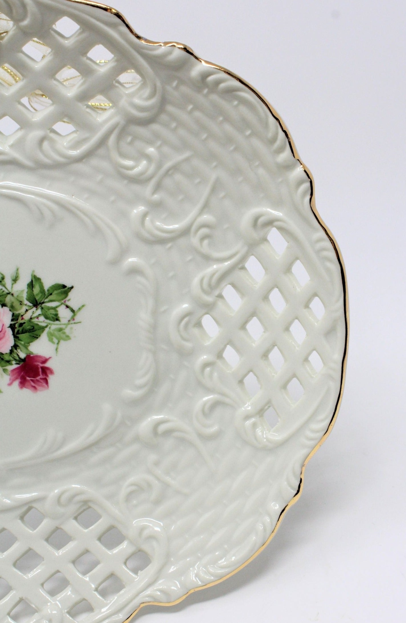Sandwich Tray, Baum Bros Formalities, Victorian Rose Pierced, Vintage