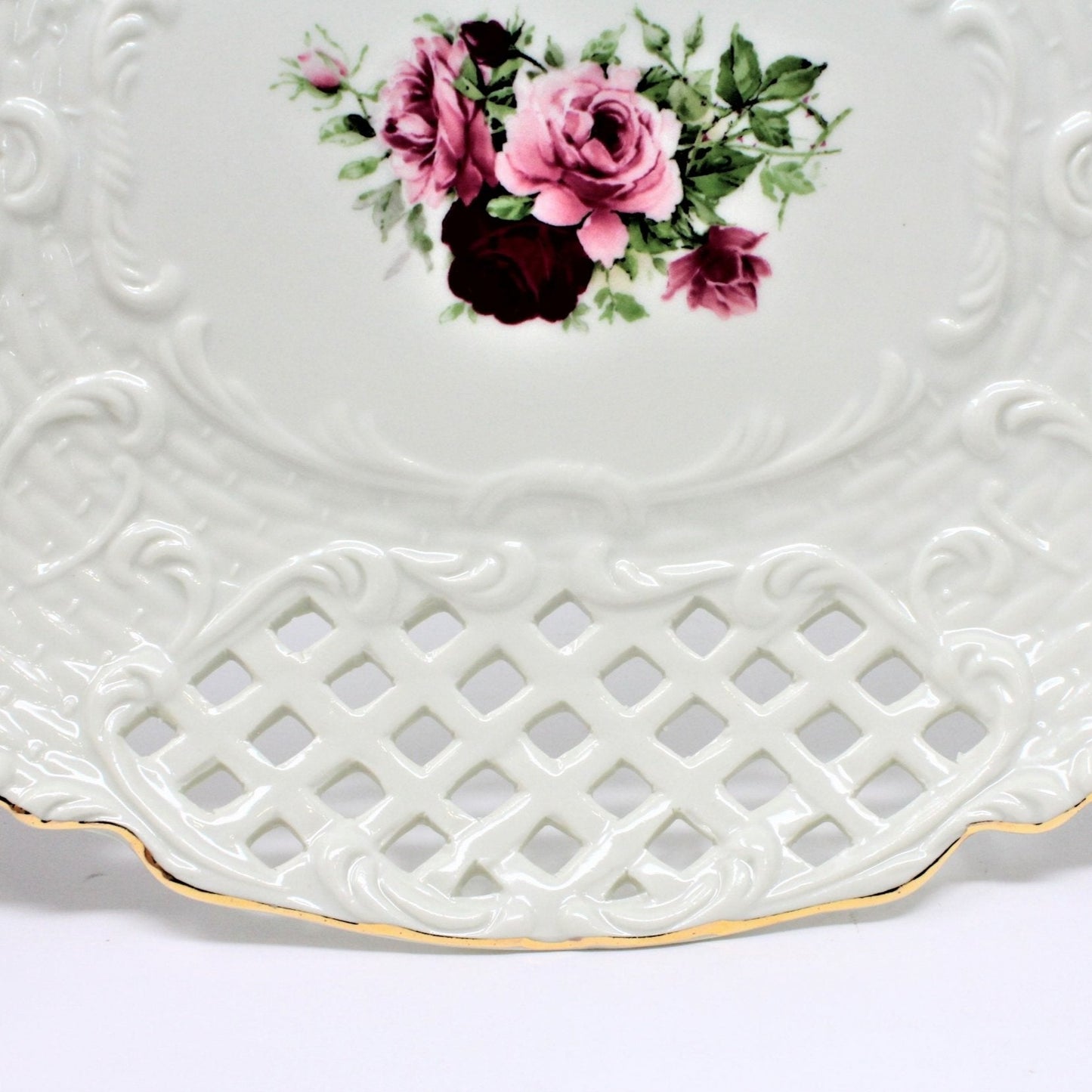 Sandwich Tray, Baum Bros Formalities, Victorian Rose Pierced, Vintage
