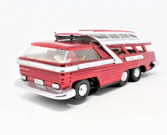 Bus, Metal Toy Bus, Tin Red Tour Bus, Original Box, Red China Bus ME083, Vintage