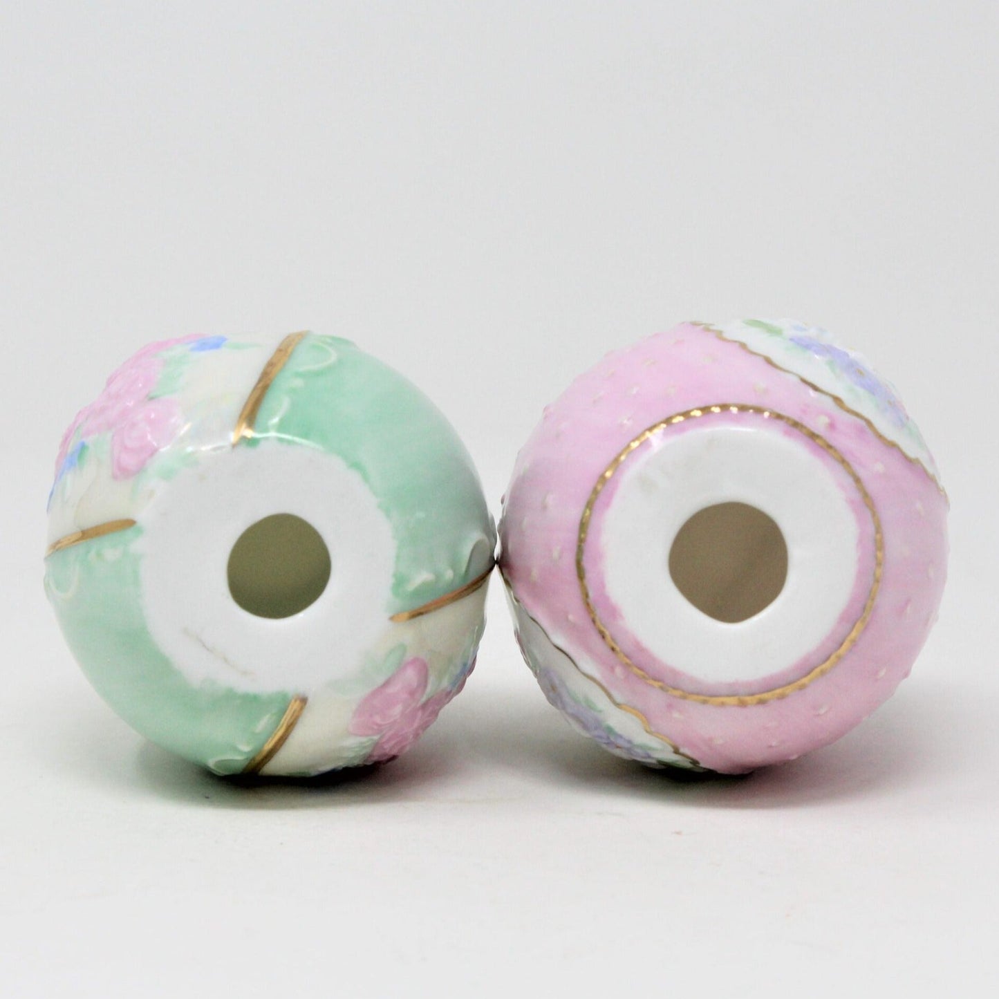 Eggs, Easter Floral Porcelain, Embossed, Collectible Eggs, Set of 2