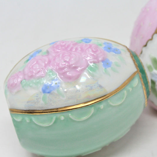 Eggs, Easter Floral Porcelain, Embossed, Collectible Eggs, Set of 2