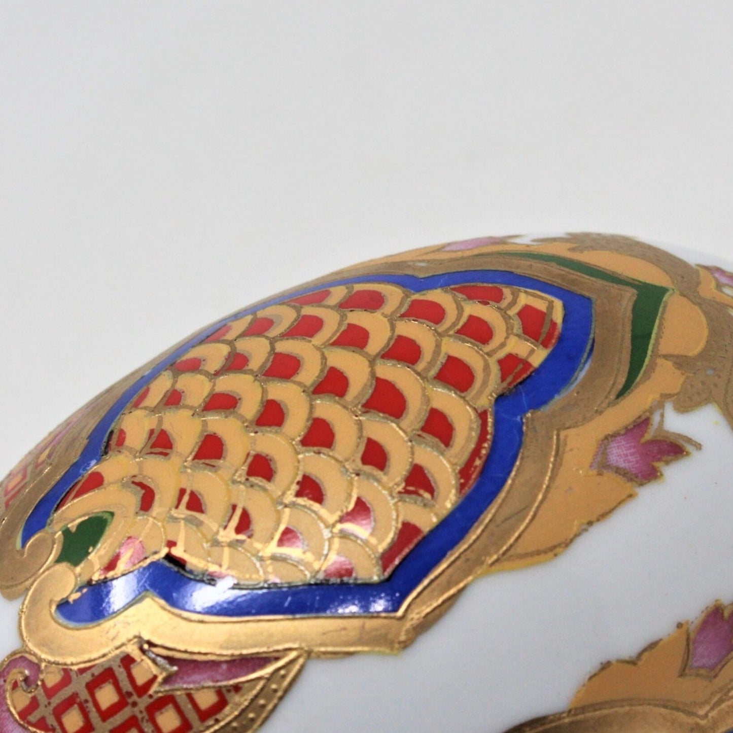 Egg, Hand Painted Japanese Seigaiha, Porcelain, Vintage