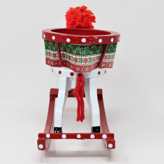 Wooden Rocking Horse, Christmas Decor, Hand Painted, Yarn Hair, Vintage