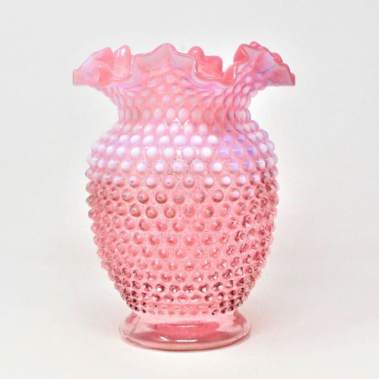 Vase, Fenton Cranberry Hobnail Opalescent, Vintage, Large 8", SOLD