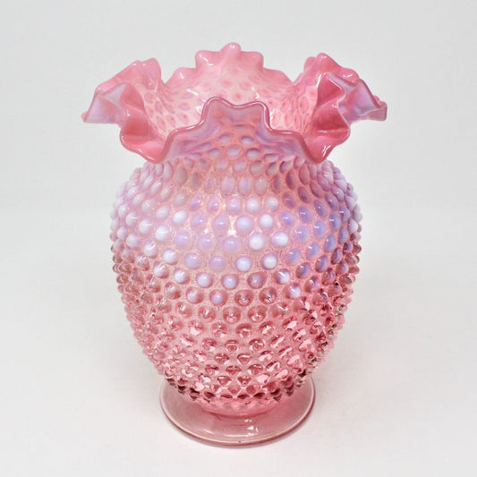 Vase, Fenton Cranberry Hobnail Opalescent, Vintage, Large 8", SOLD