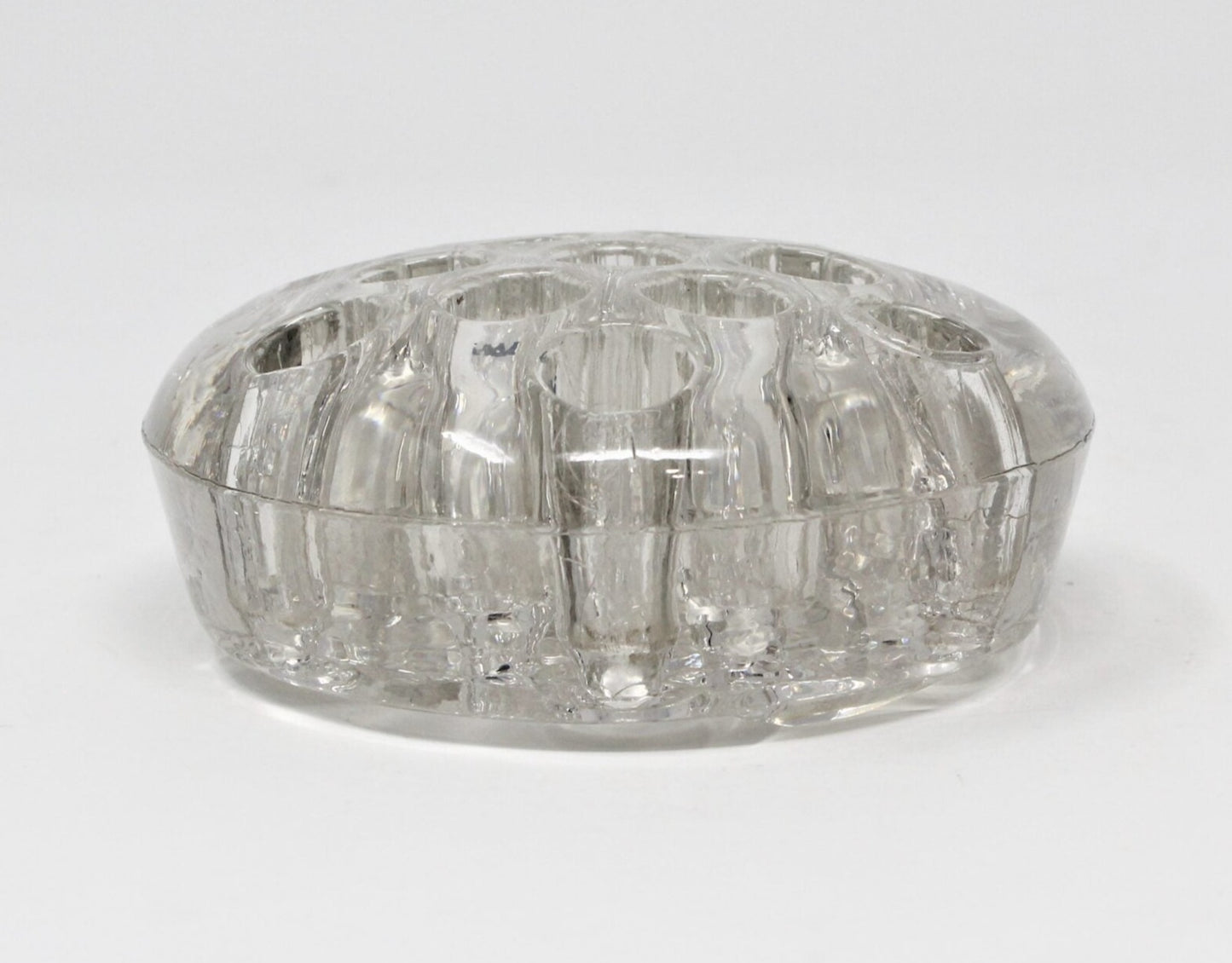 Flower Frog, Clear Heavy Glass, Vintage, 13 Holes