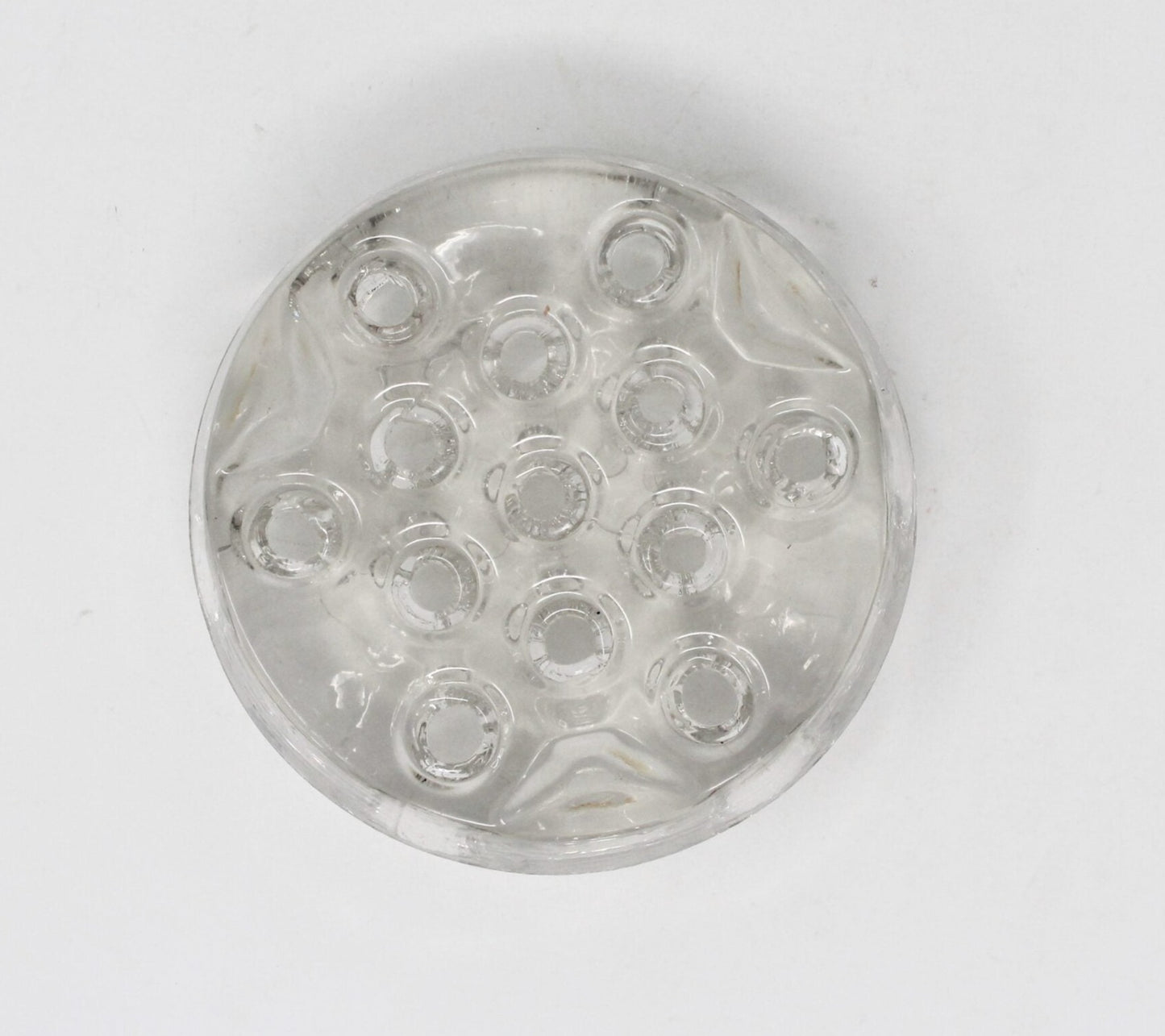 Flower Frog, Clear Heavy Glass, Vintage, 13 Holes