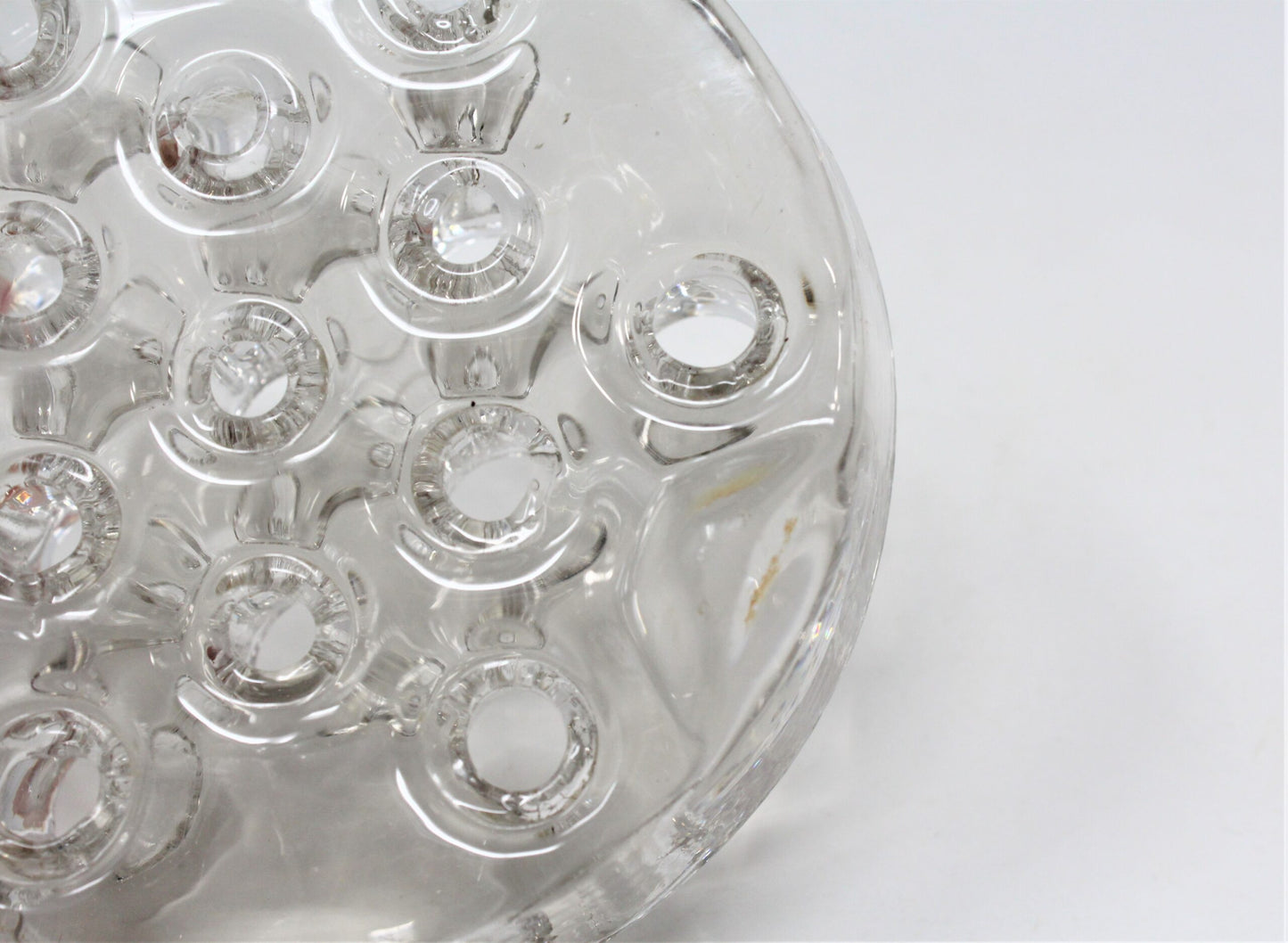 Flower Frog, Clear Heavy Glass, Vintage, 13 Holes