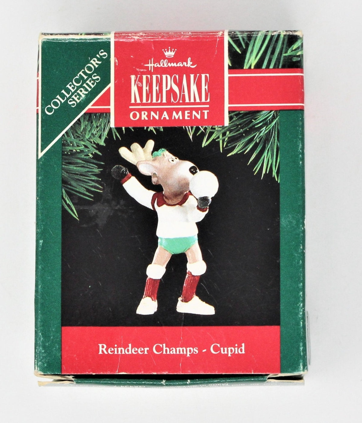 Ornament: Hallmark Keepsake, Reindeer Champs #6 "Cupid," In Box, Vintage 1991