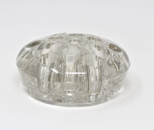 Flower Frog, Clear Heavy Glass, Vintage, 13 Holes