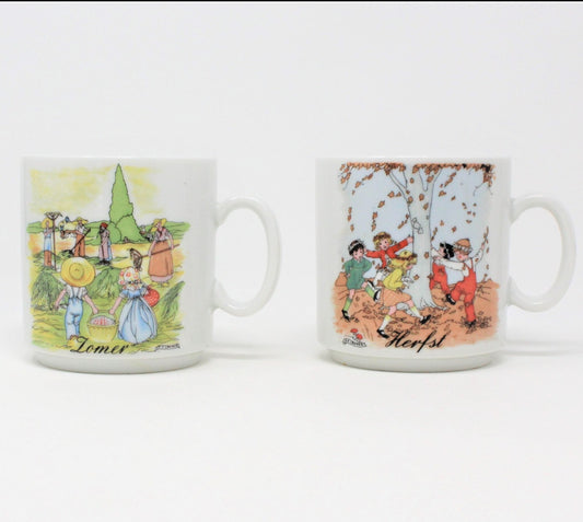 Mug / Child Cup, Kronester, Summer & Autumn Seasons, Signed Rie Cramer, Vintage Bavaria