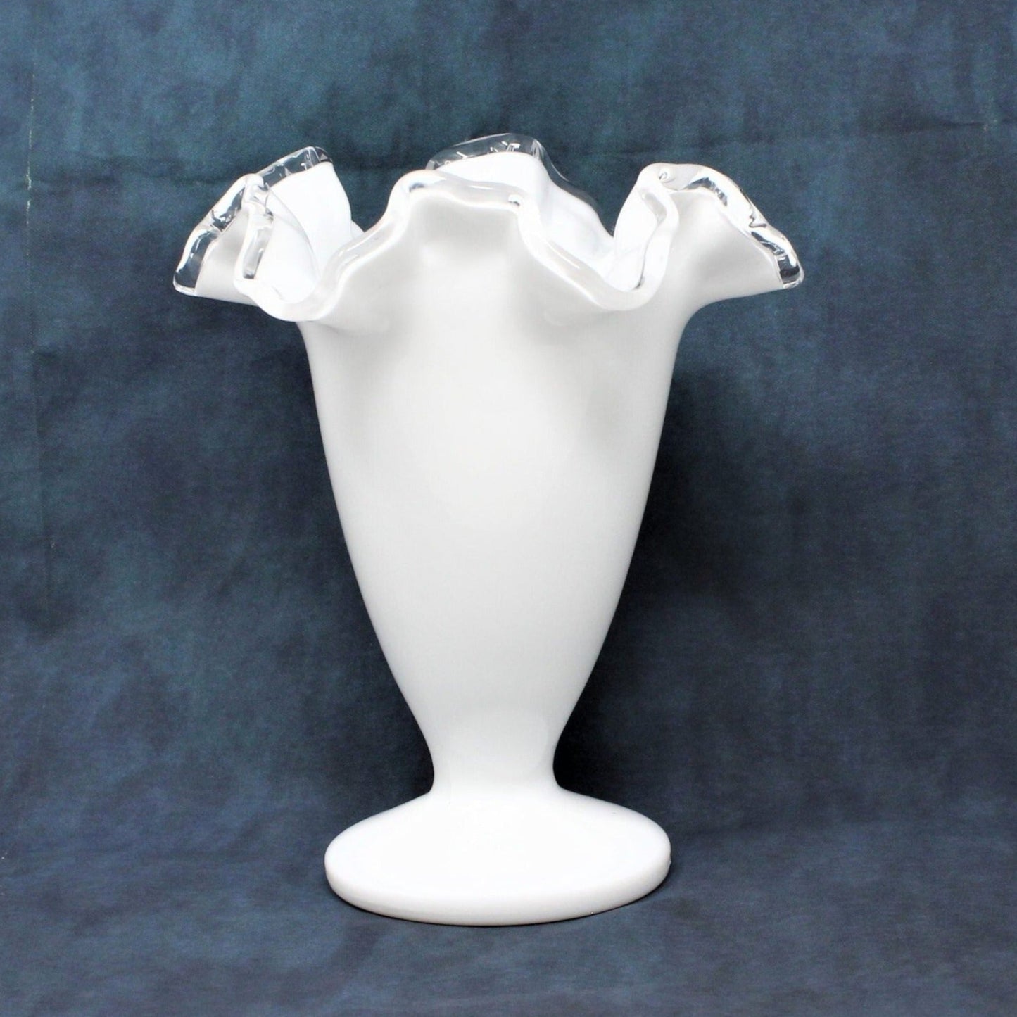 Vase, Fenton, Silver Crest Double Crimped Vase, 6" Vintage
