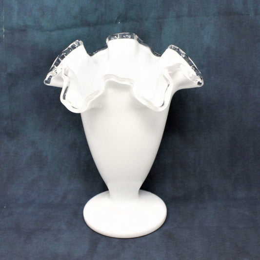 Vase, Fenton, Silver Crest Double Crimped Vase, 6" Vintage