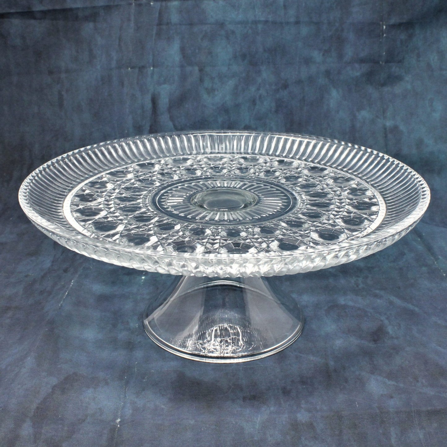 Cake Stand, Federal Glass, Windsor (Button & Cane), Vintage