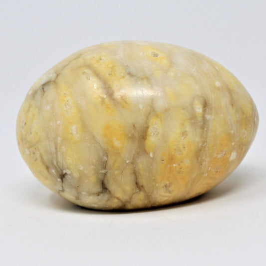 Egg, Marble, Large Yellow Multi-Color Banded Stone, Vintage