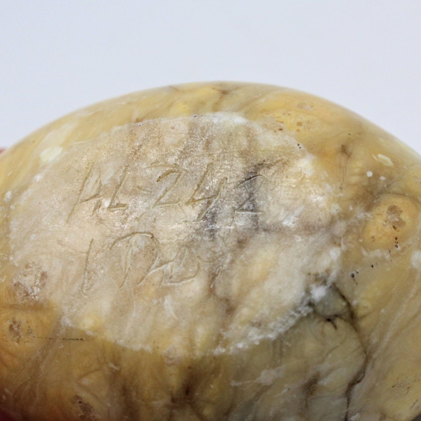 Egg, Marble, Large Yellow Multi-Color Banded Stone, Vintage