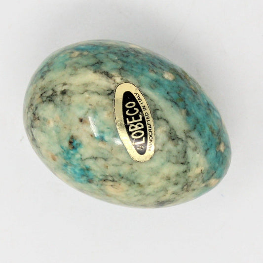 Eggs, Marble Turquoise Stone, Multi-Color, Lobeco, Set of 2, Italy, Vintage, SOLD