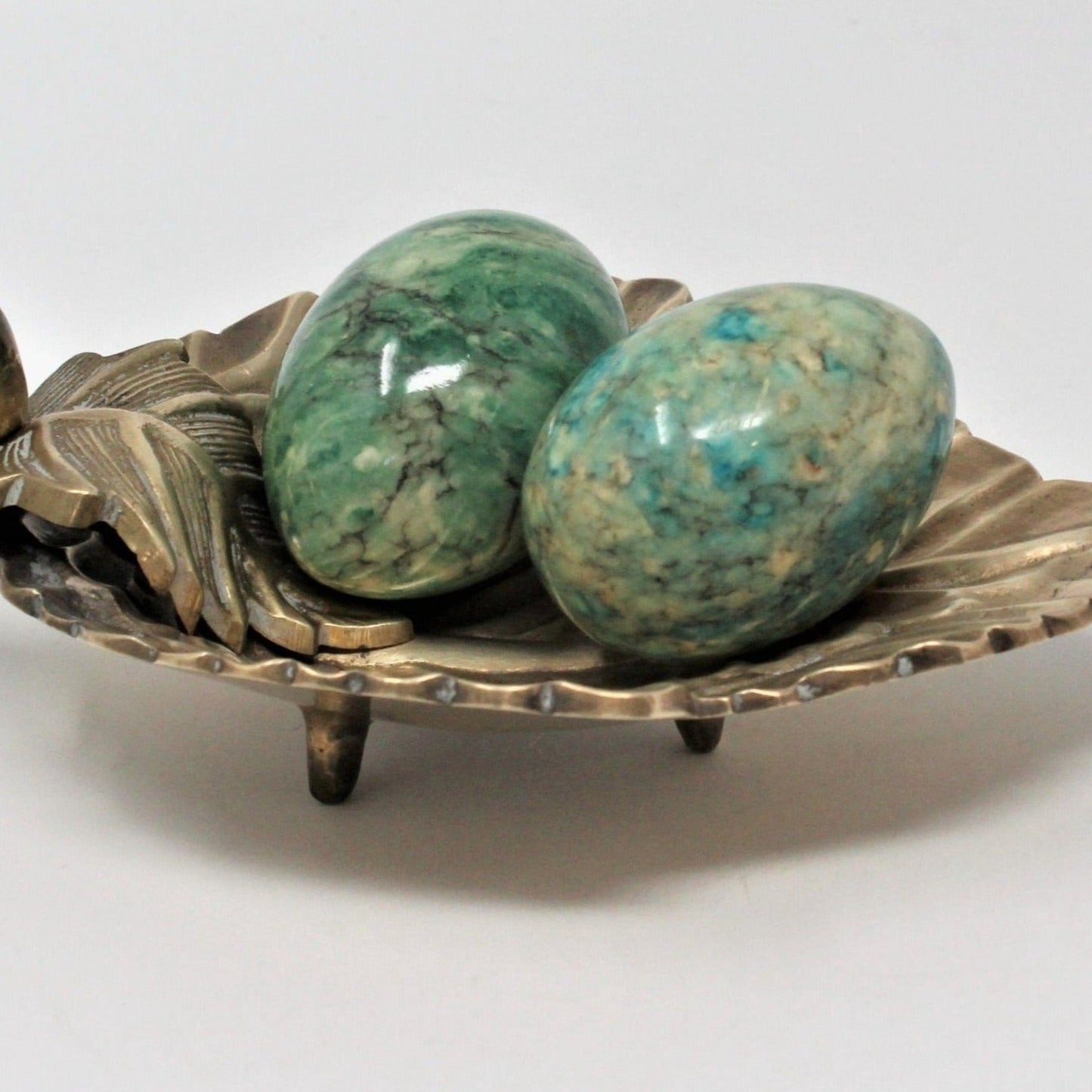 Eggs, Marble Turquoise Stone, Multi-Color, Lobeco, Set of 2, Italy, Vintage, SOLD